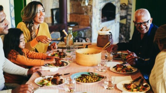 Family eating dinner