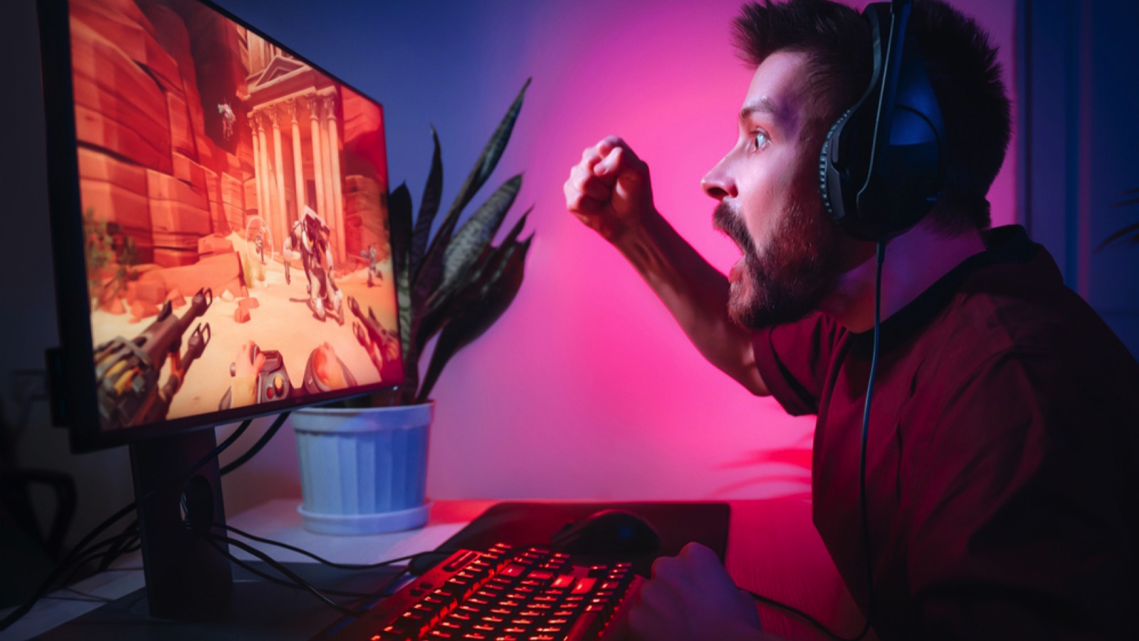 Man gamer shocked and irritated
