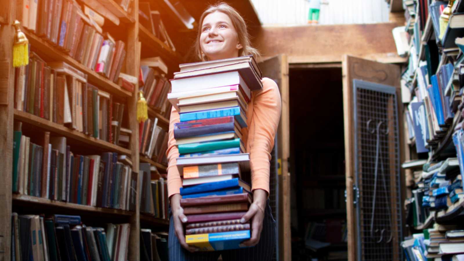 Woman in library
