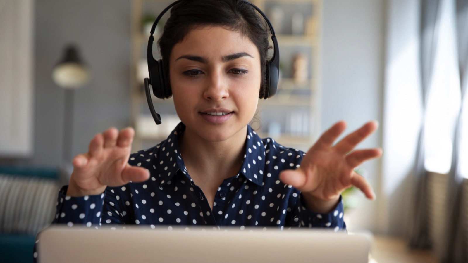 Woman teaching online