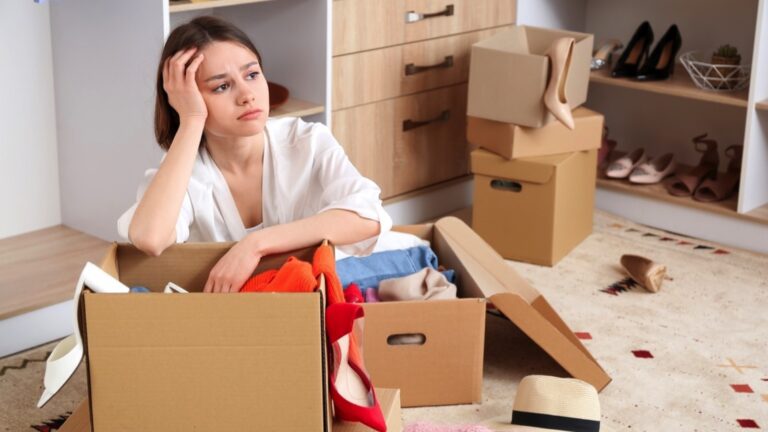 Woman tired of decluttering