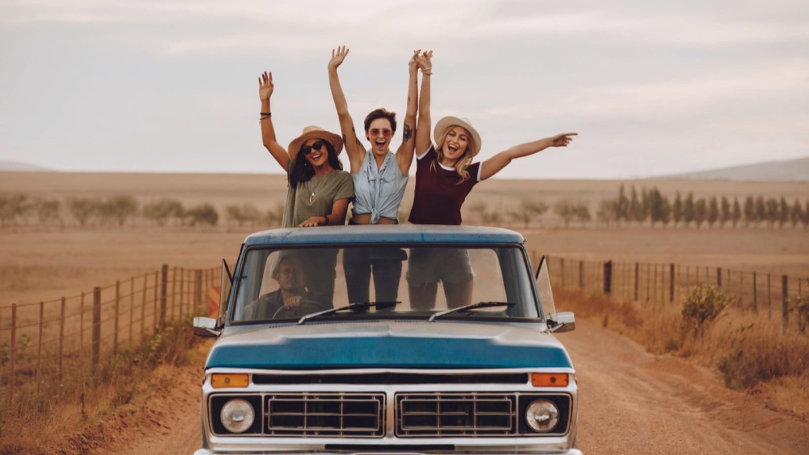 Friends on road trip