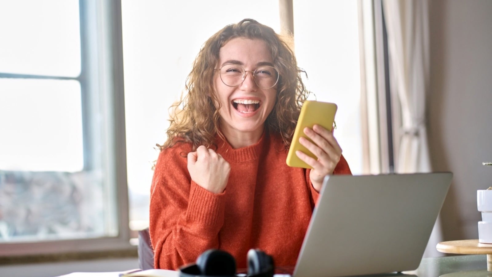 Happy woman at work