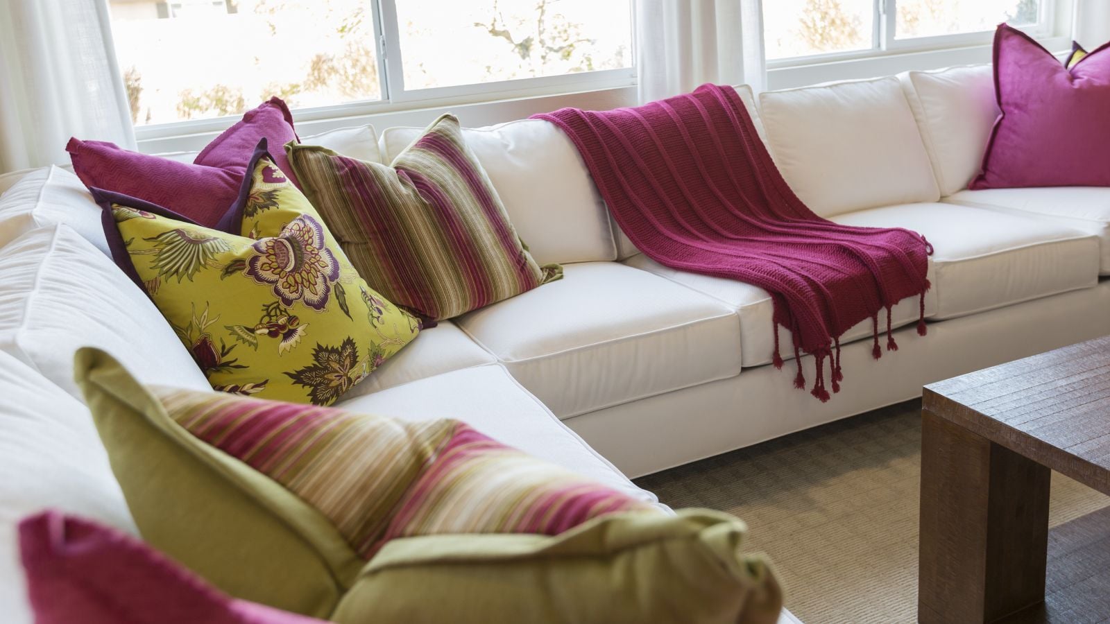 throw pillows in sofa