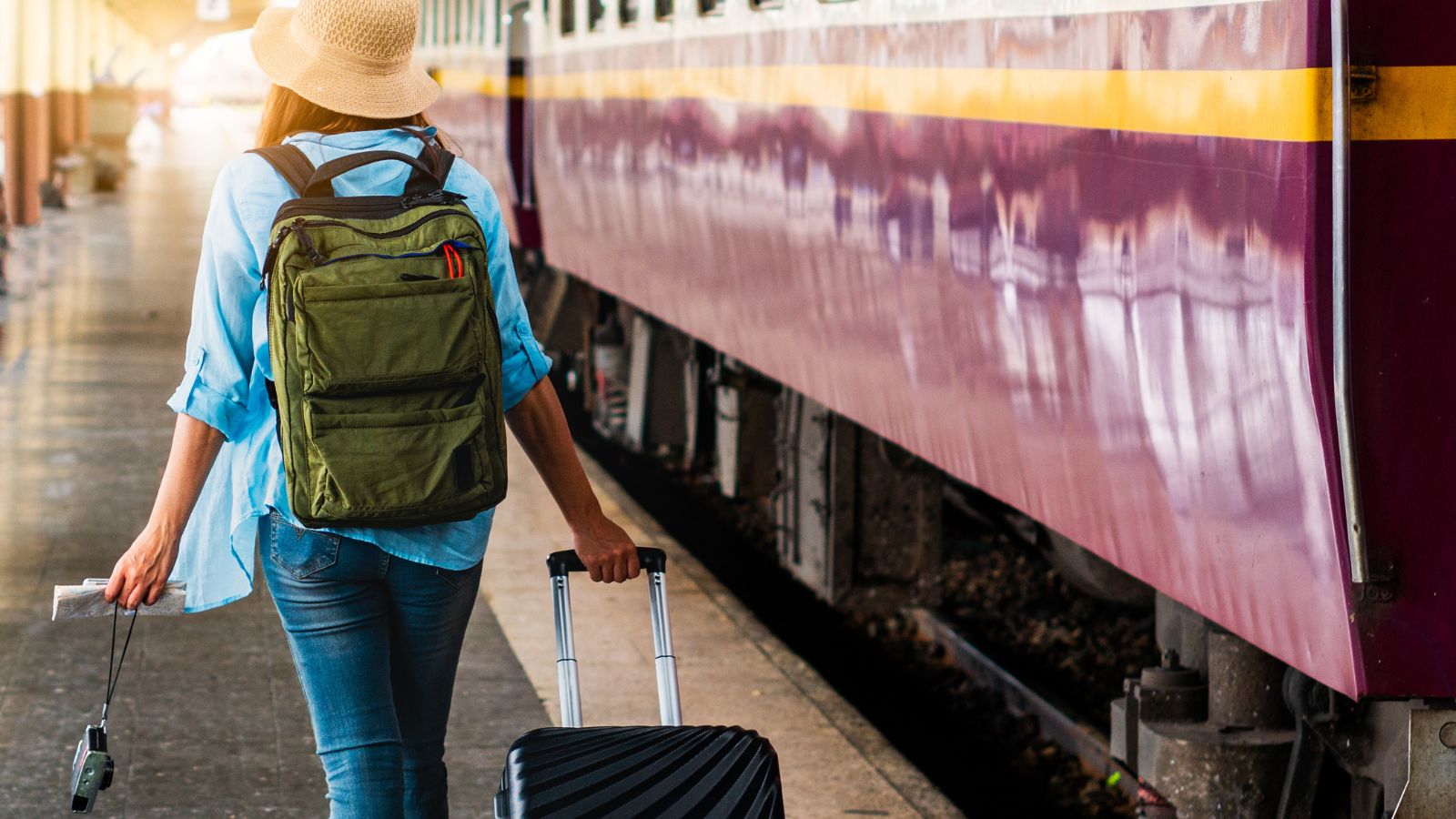 woman holding a suitcase