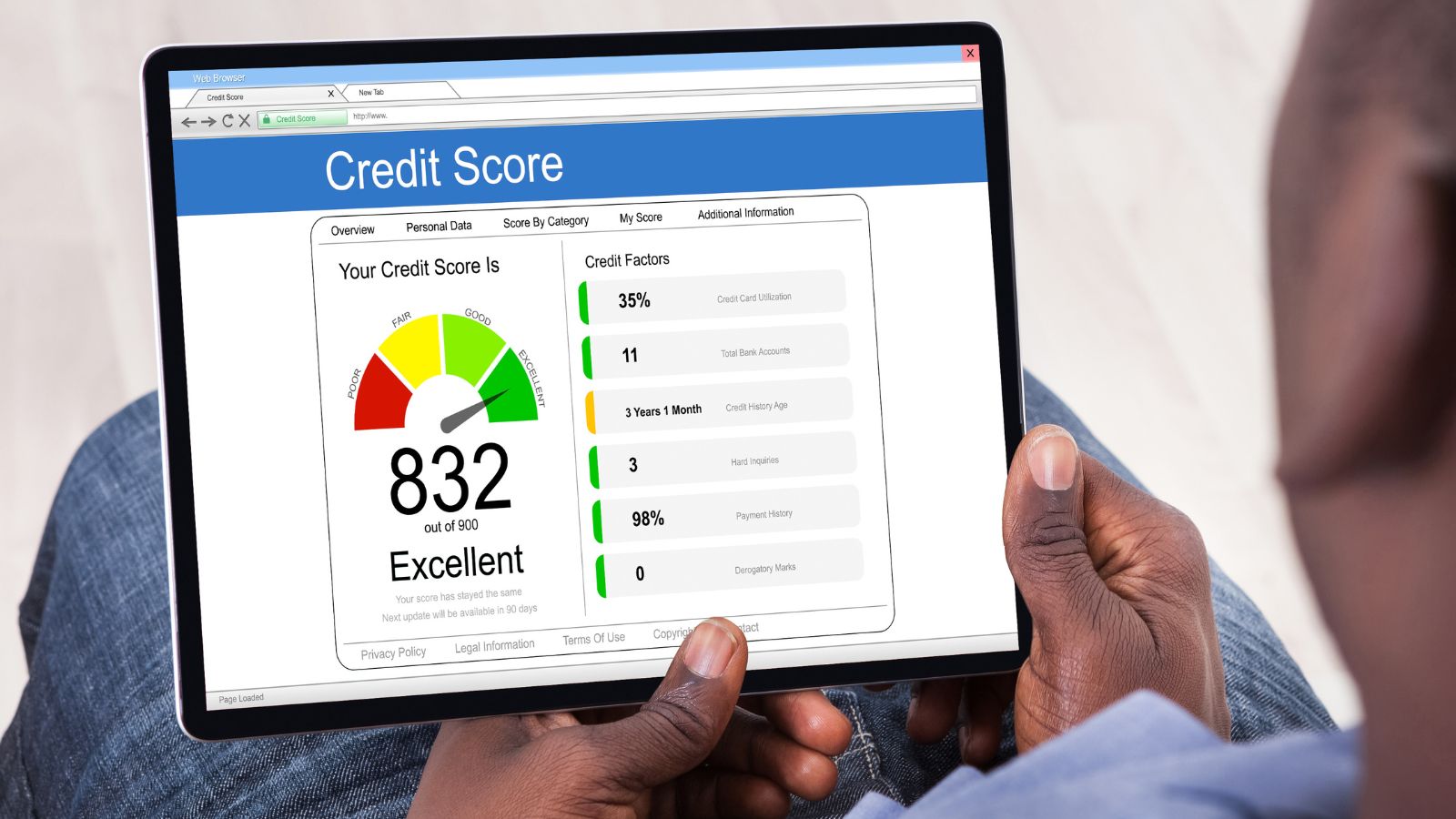 man looking at his credit score
