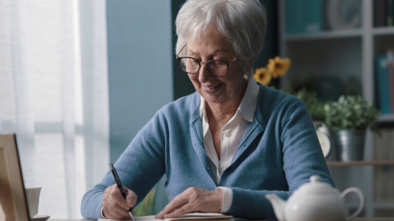 Old woman writing