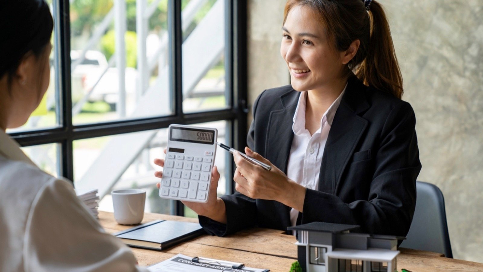 Real estate agent offering advice