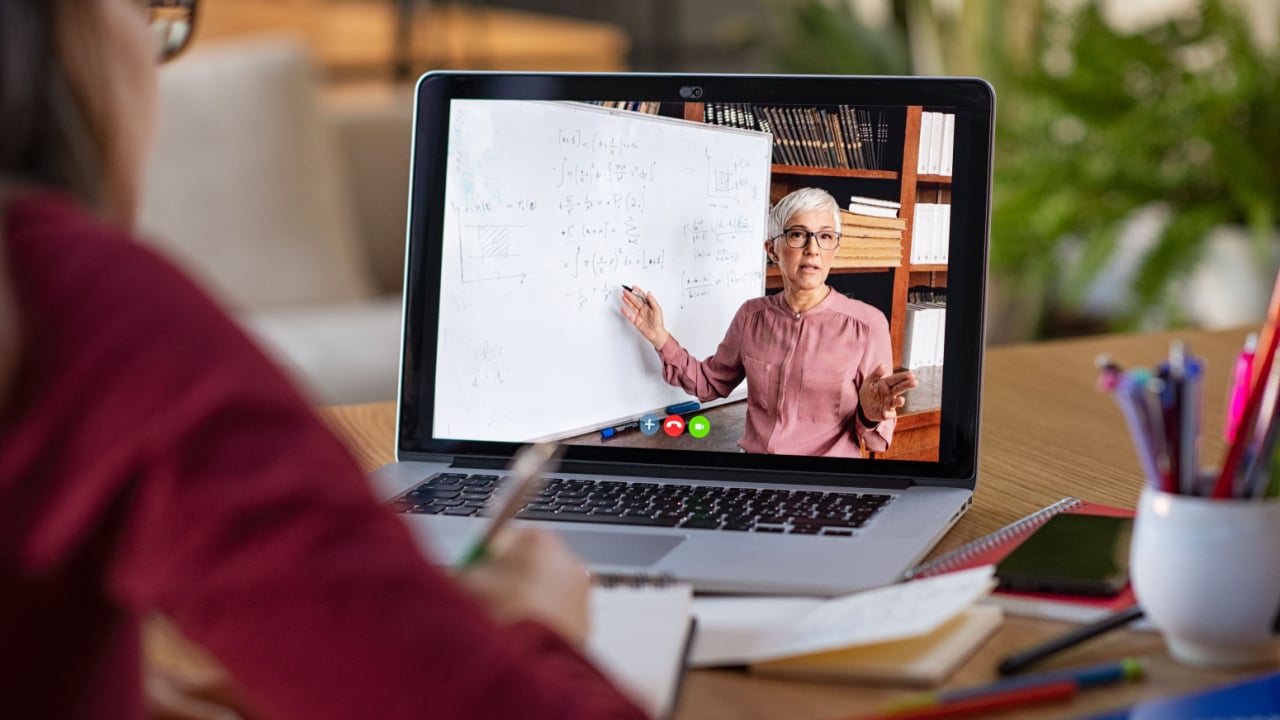 person taking an online course