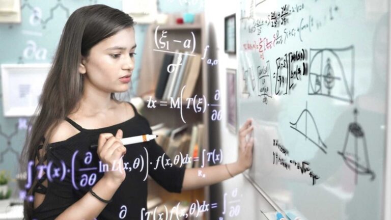 Teen student doing maths