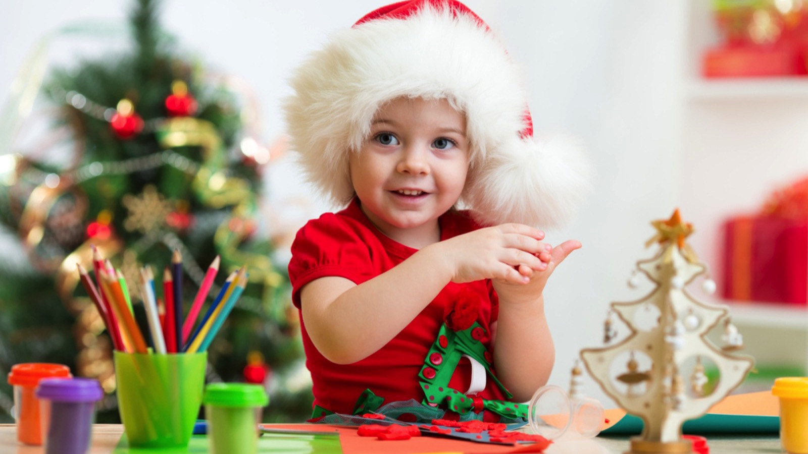 Toddler girl in Santa attire