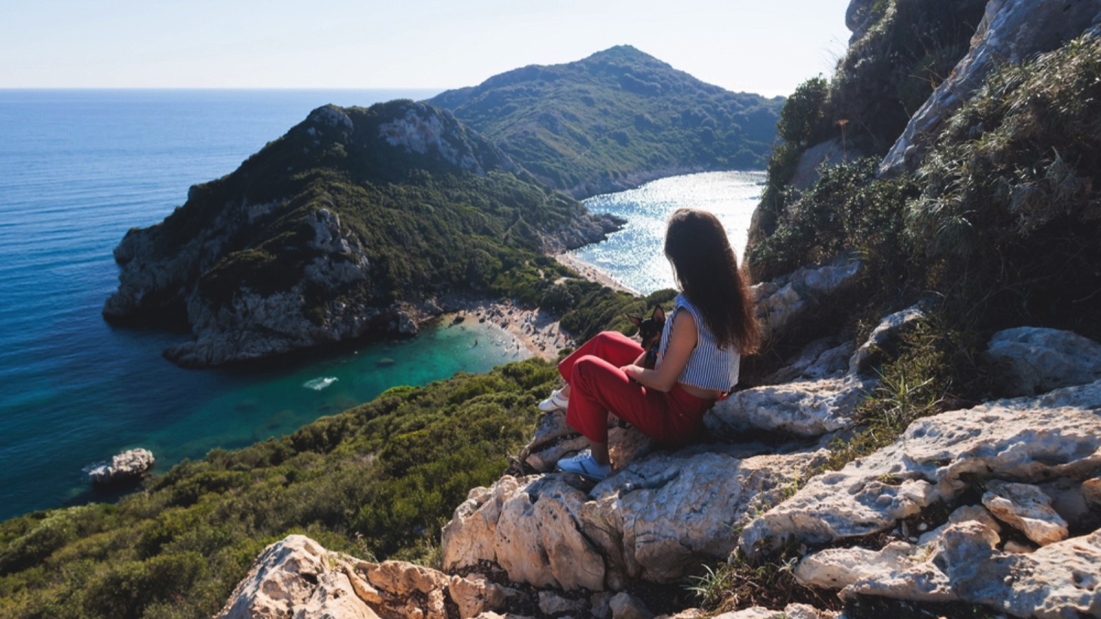 Woman siting alone in island