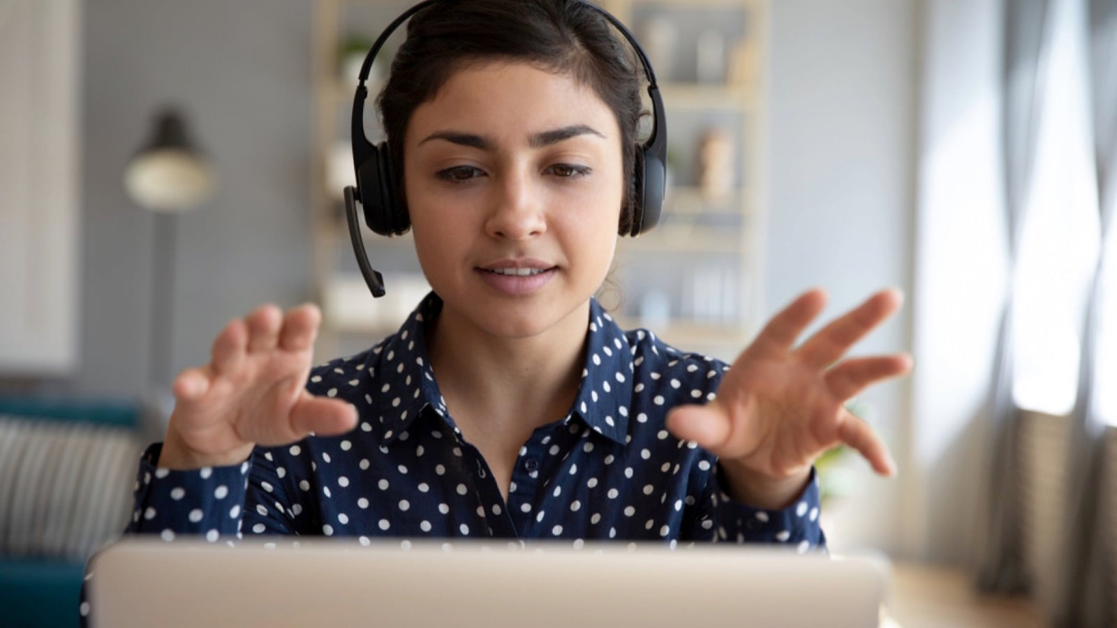 Woman teaching online
