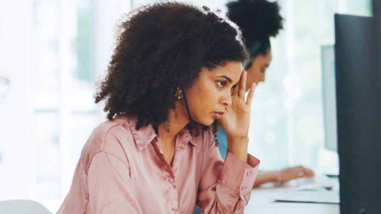 Woman upset in office