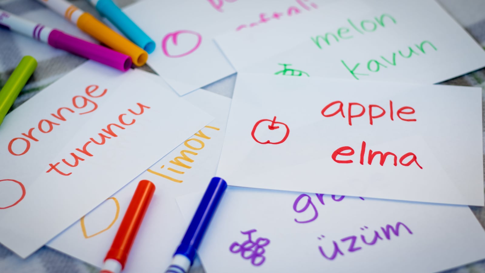 word cards for a new language