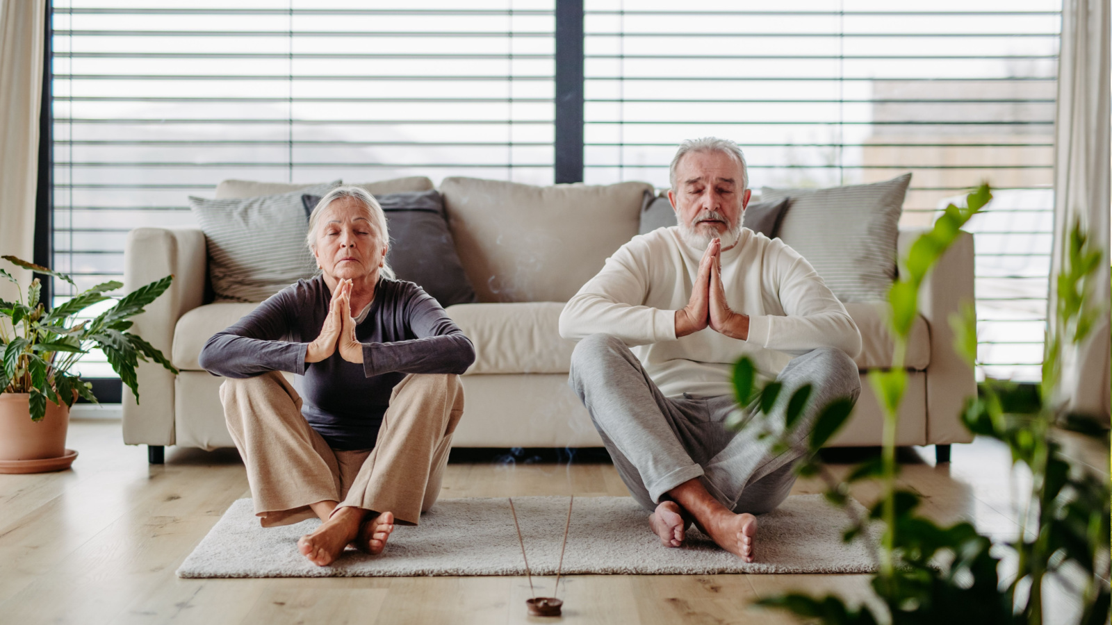 retired people meditating