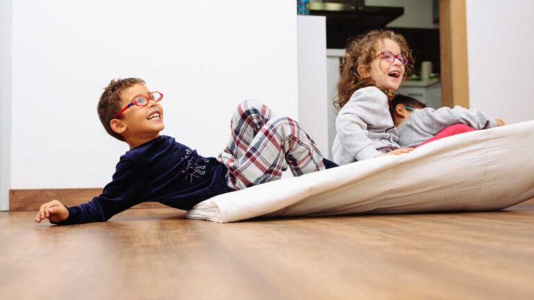 Kids sledding at home