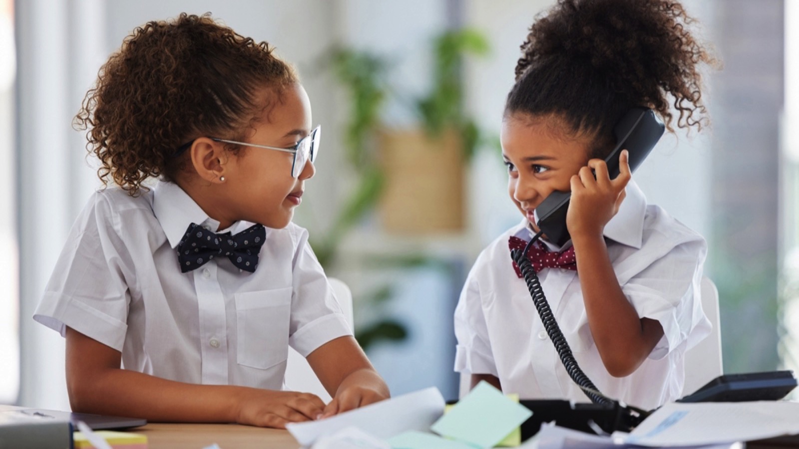 Kids talking in landline