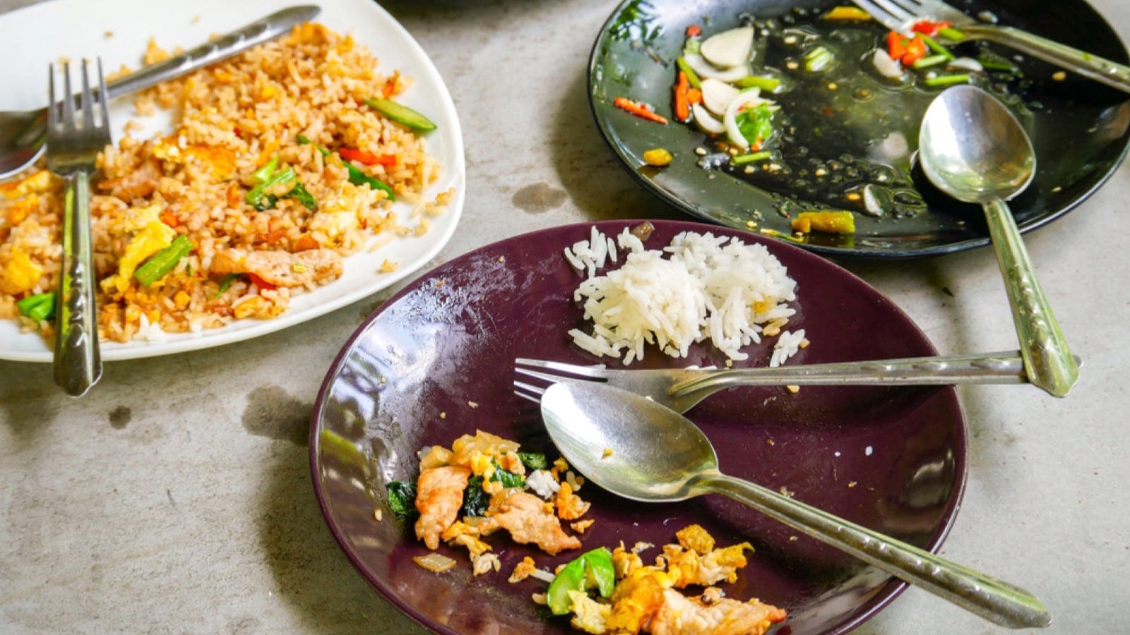 Leftover food in restaurant