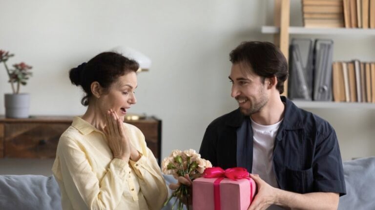 Man gifting wife