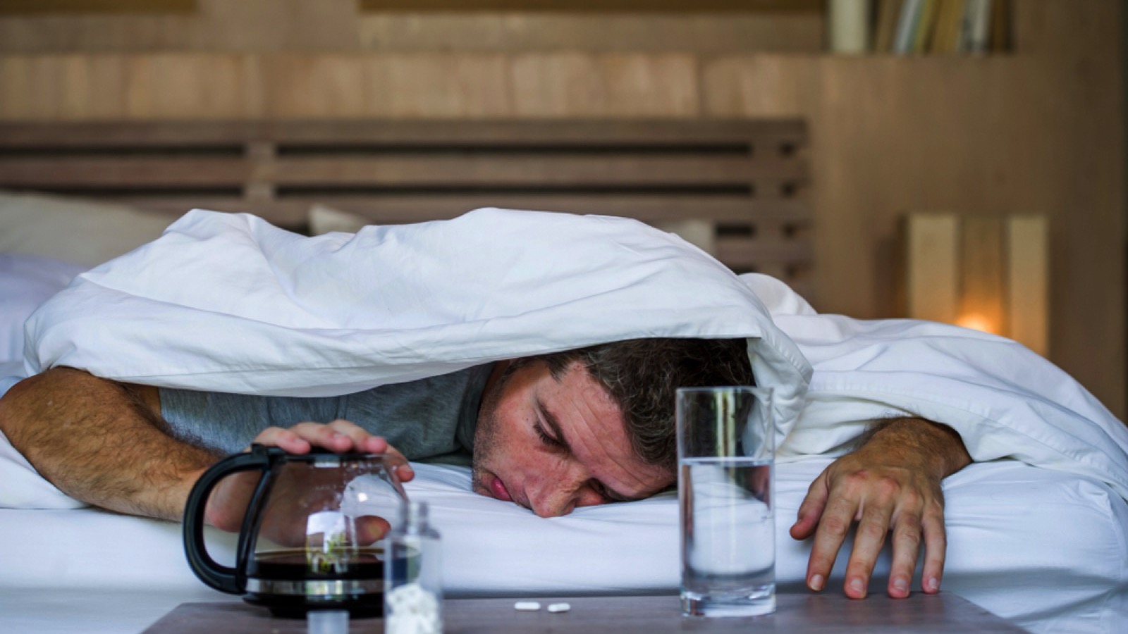 Man hangover after drinking