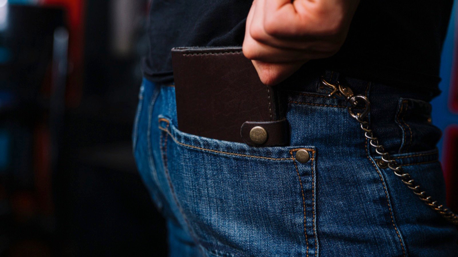 Man having Chain Wallets