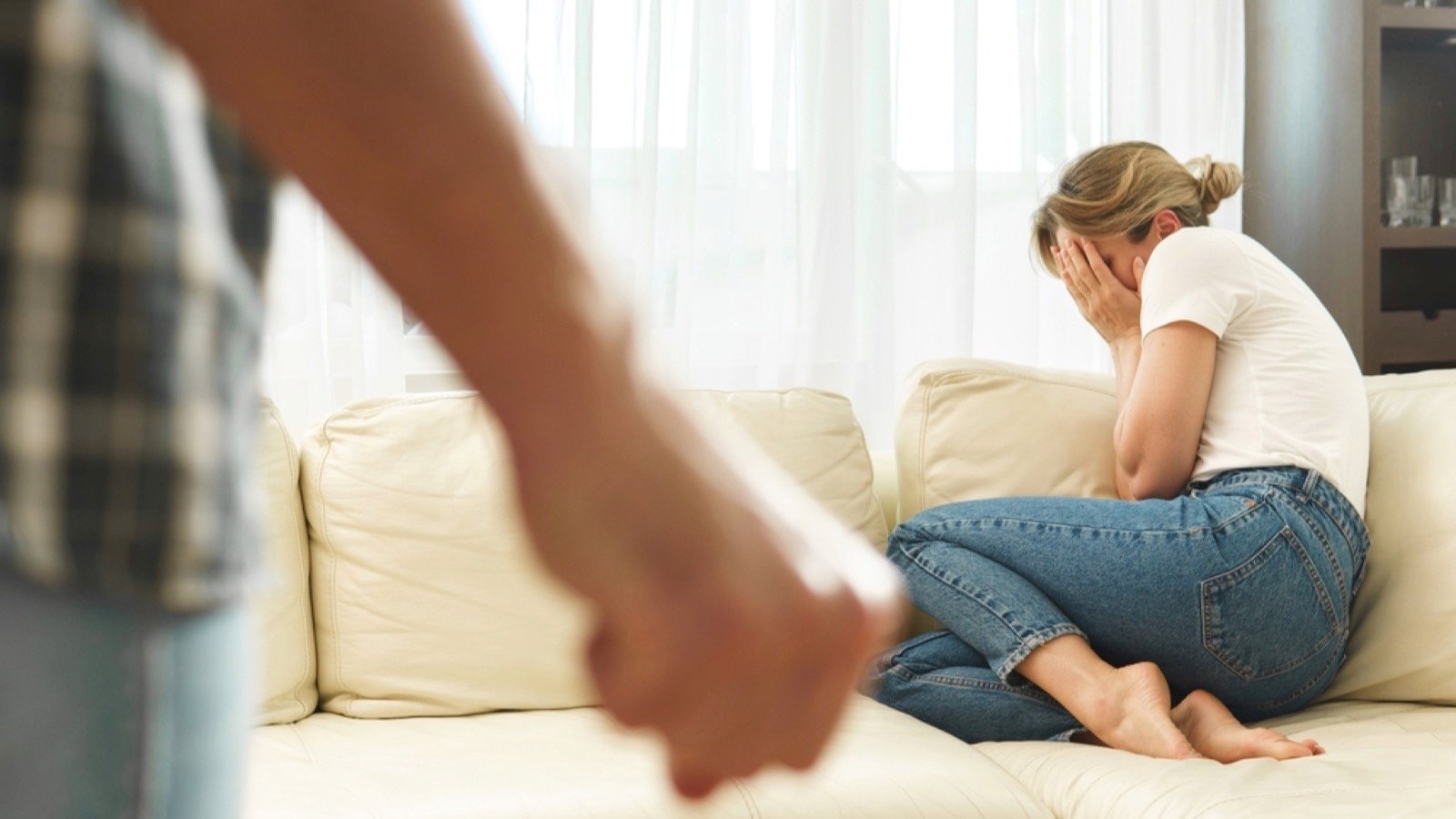 Man hitting woman