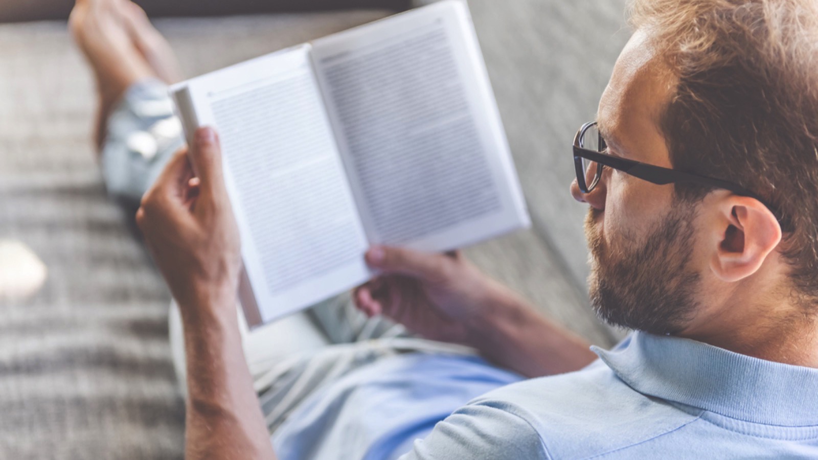 Man reading book for relaxing