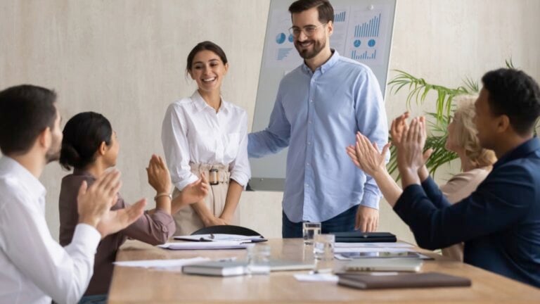 Manager appreciating co worker