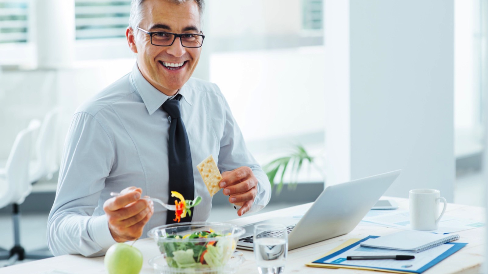 Middle aged man eating healthy diet