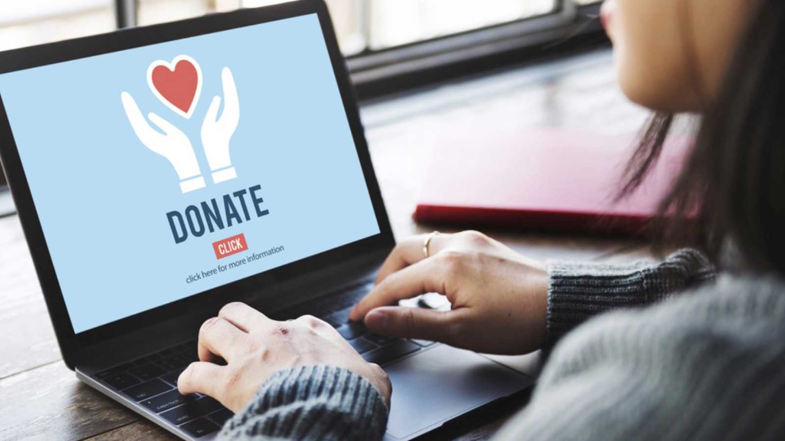 Woman donating charity