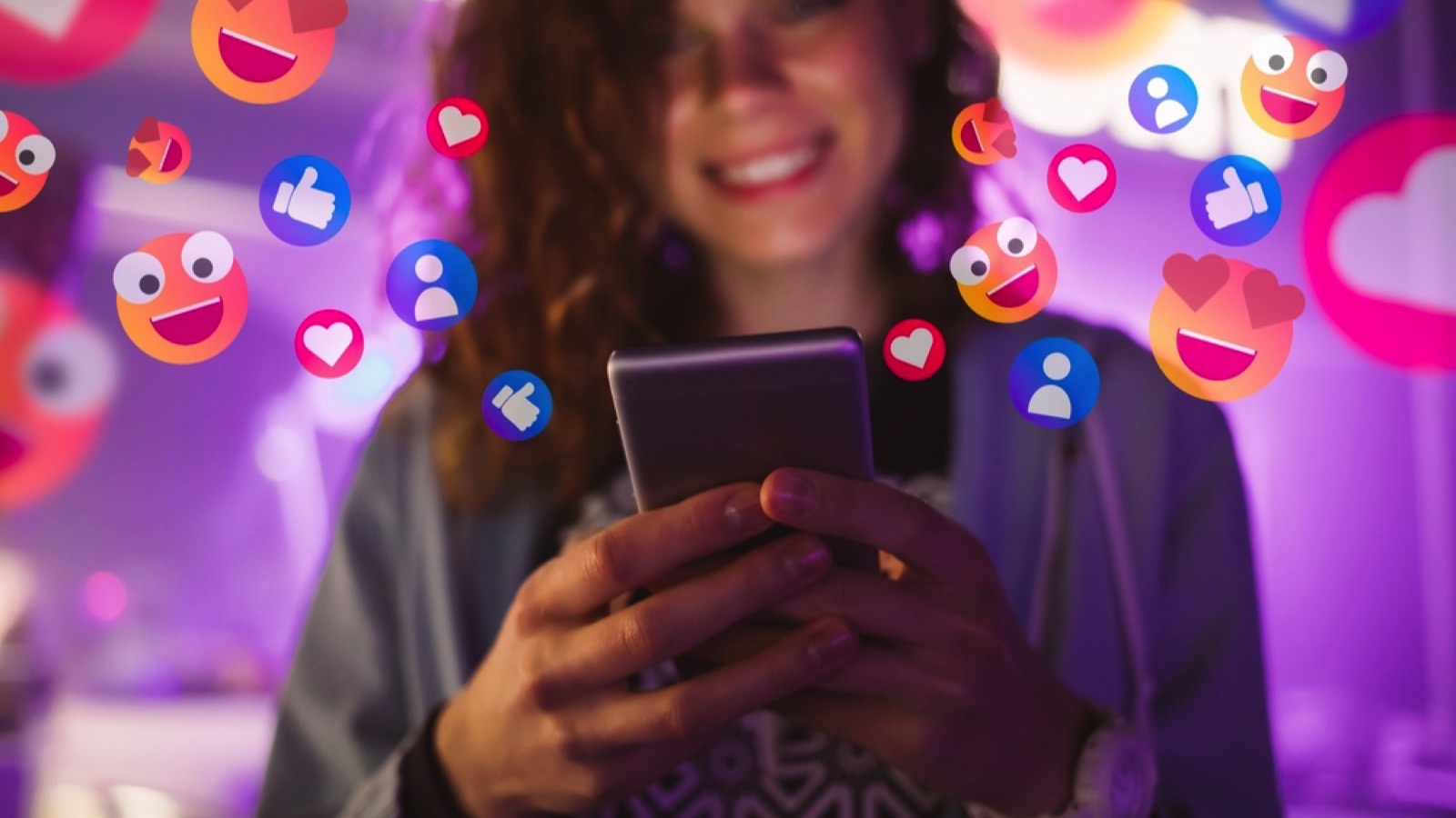 Woman using social media