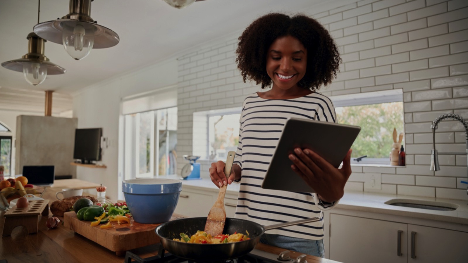Woman watching recipes