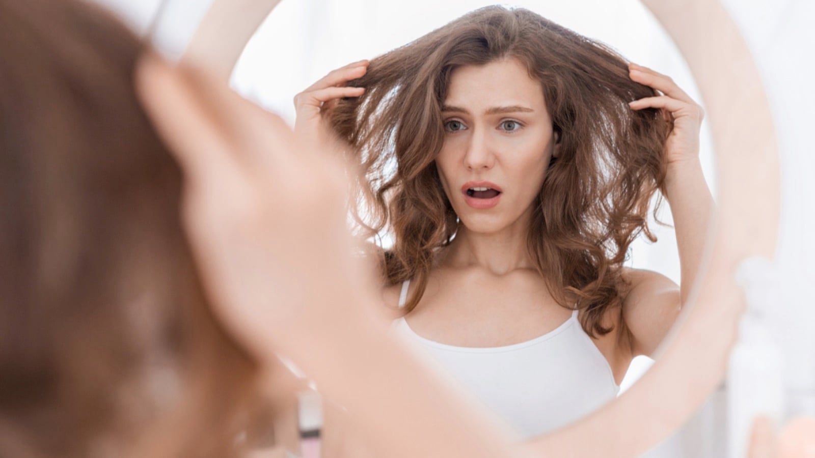 Woman with oily hair