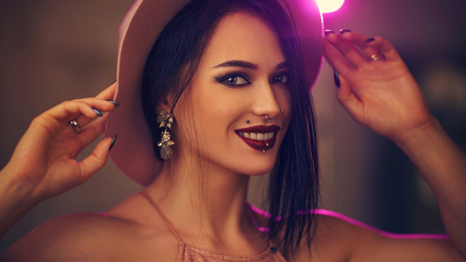 Woman with pierced lips
