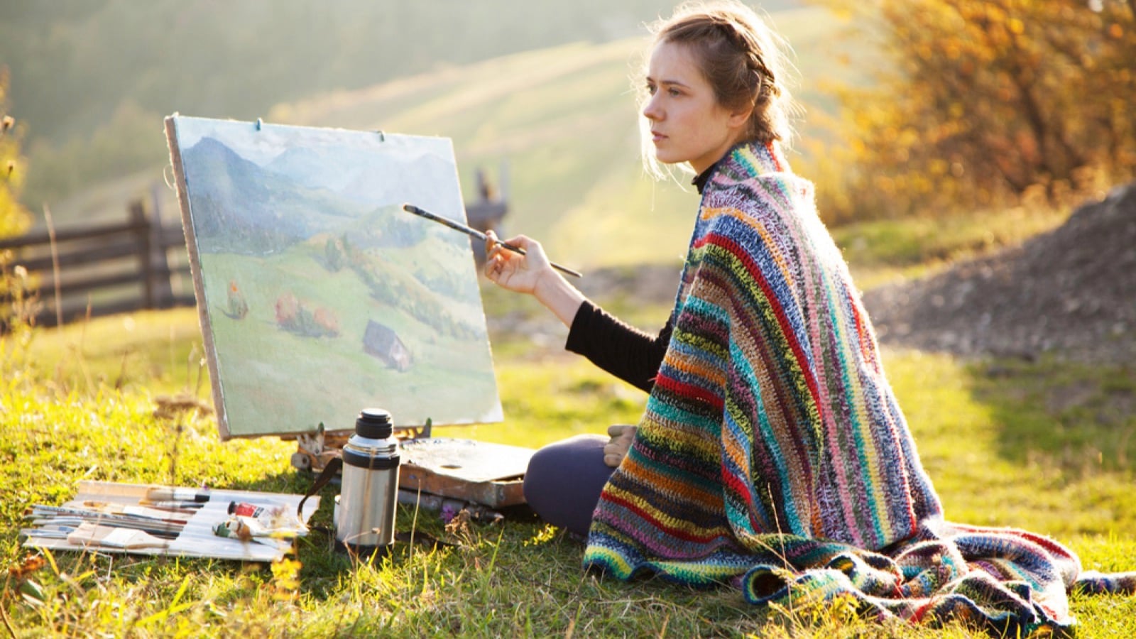 Young artist painting