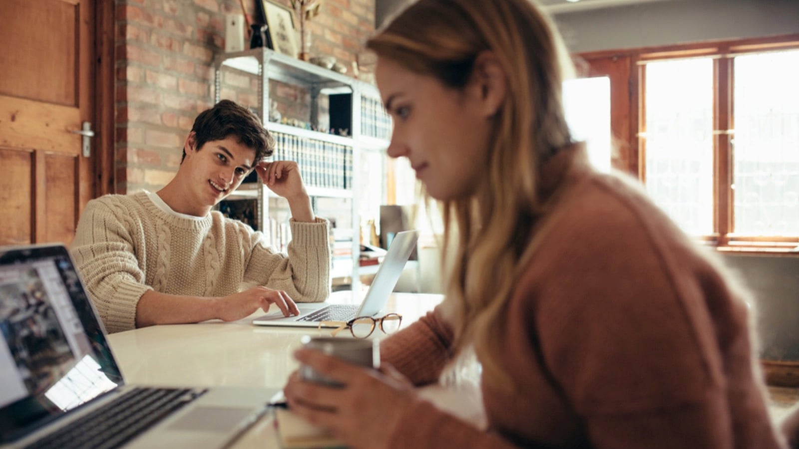 Young couples work from home