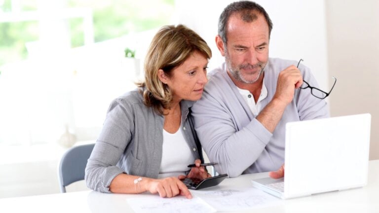 Couple talking about financial plan