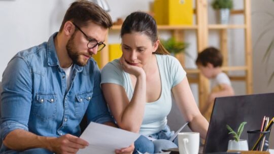 Family doing budget forecast