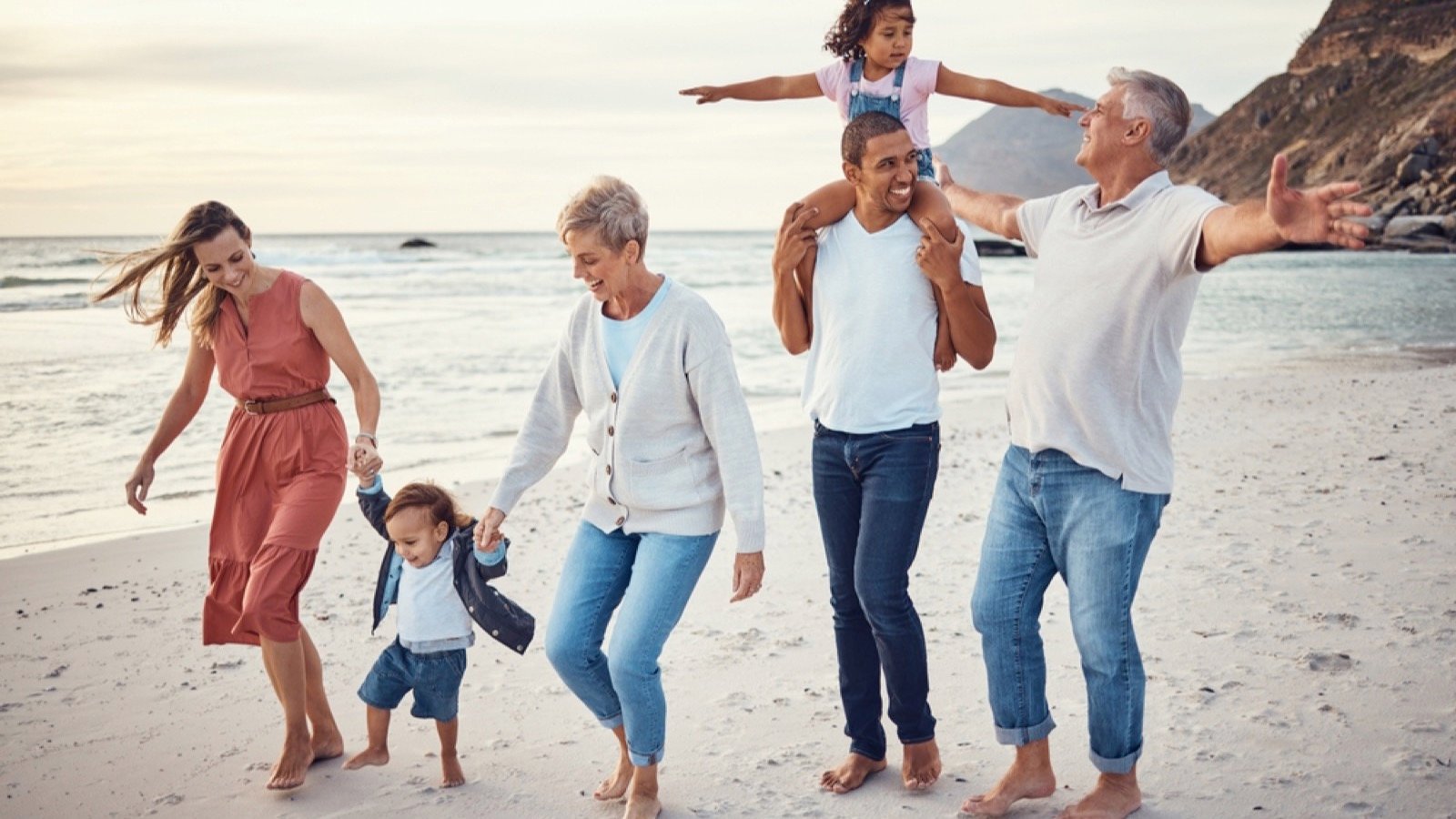 Family enjoying in beach