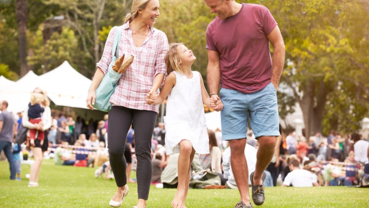 Family in farmers market