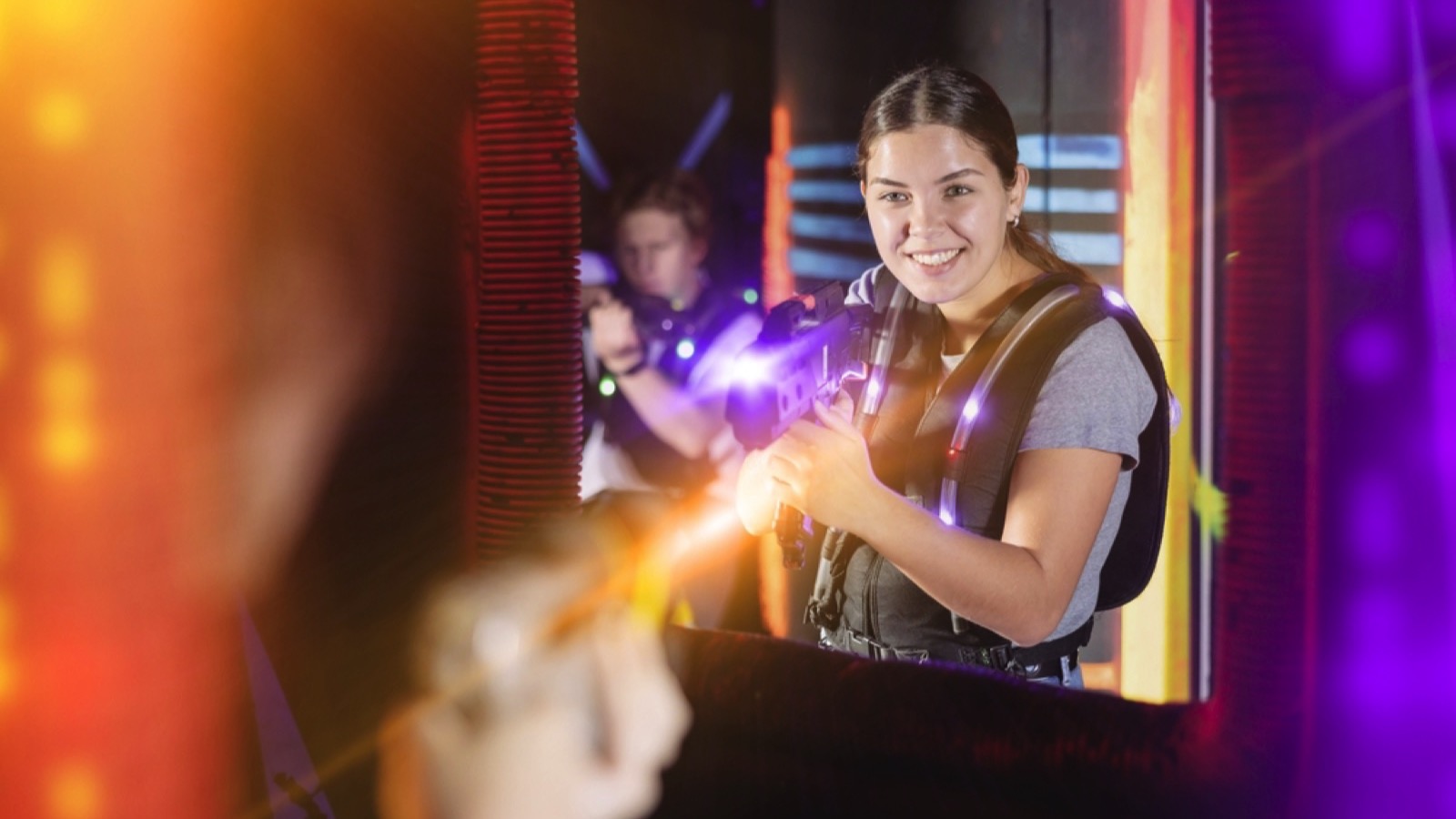 Girl playing lasertag