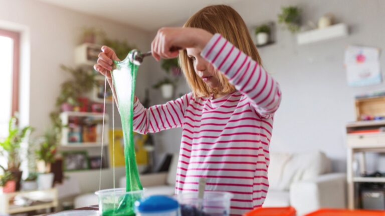 Girl playing with slime