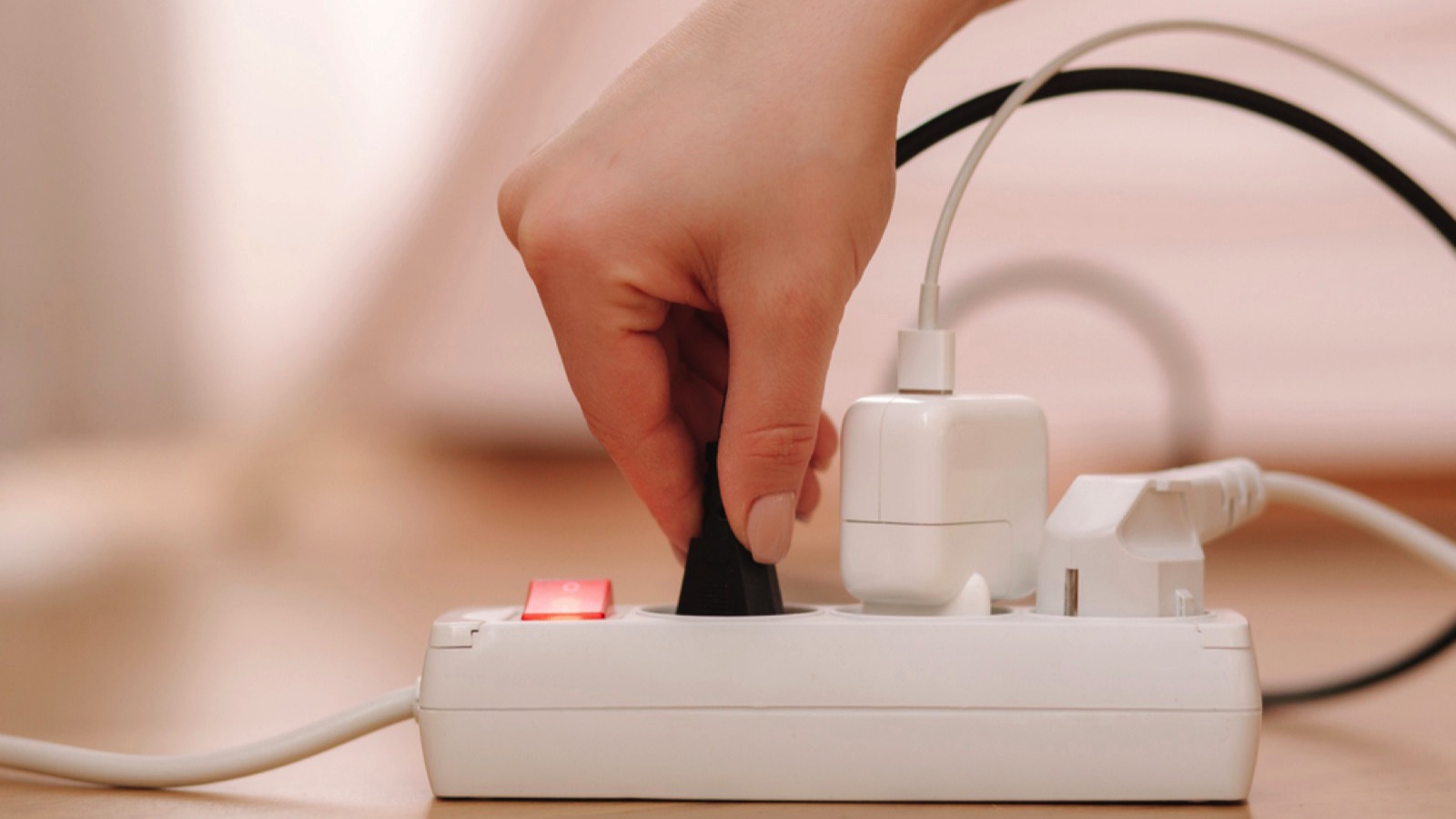 Plugging wire from power strip
