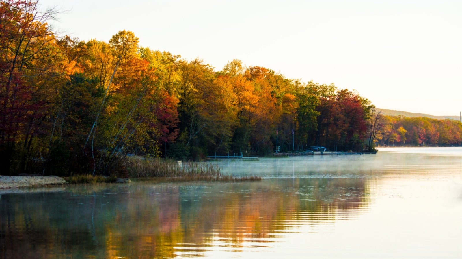 Pocono mountain lake, fall reflections