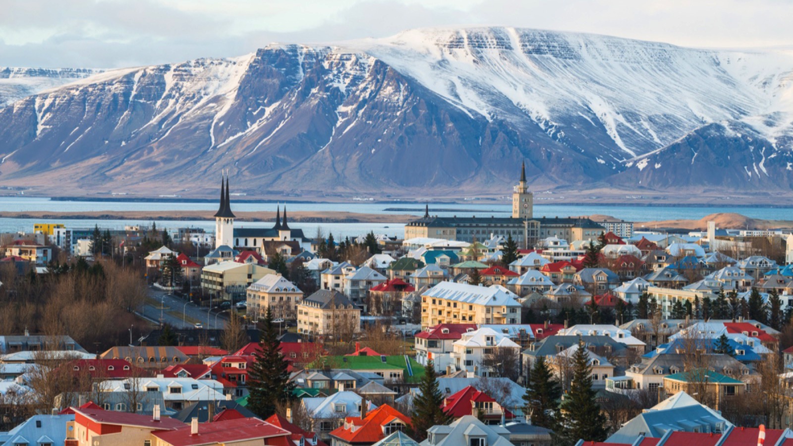 Scenery view of Reykjavik the capital city of Iceland in late winter season. Reykjavik is one of Europe's most dynamic and interesting cities.