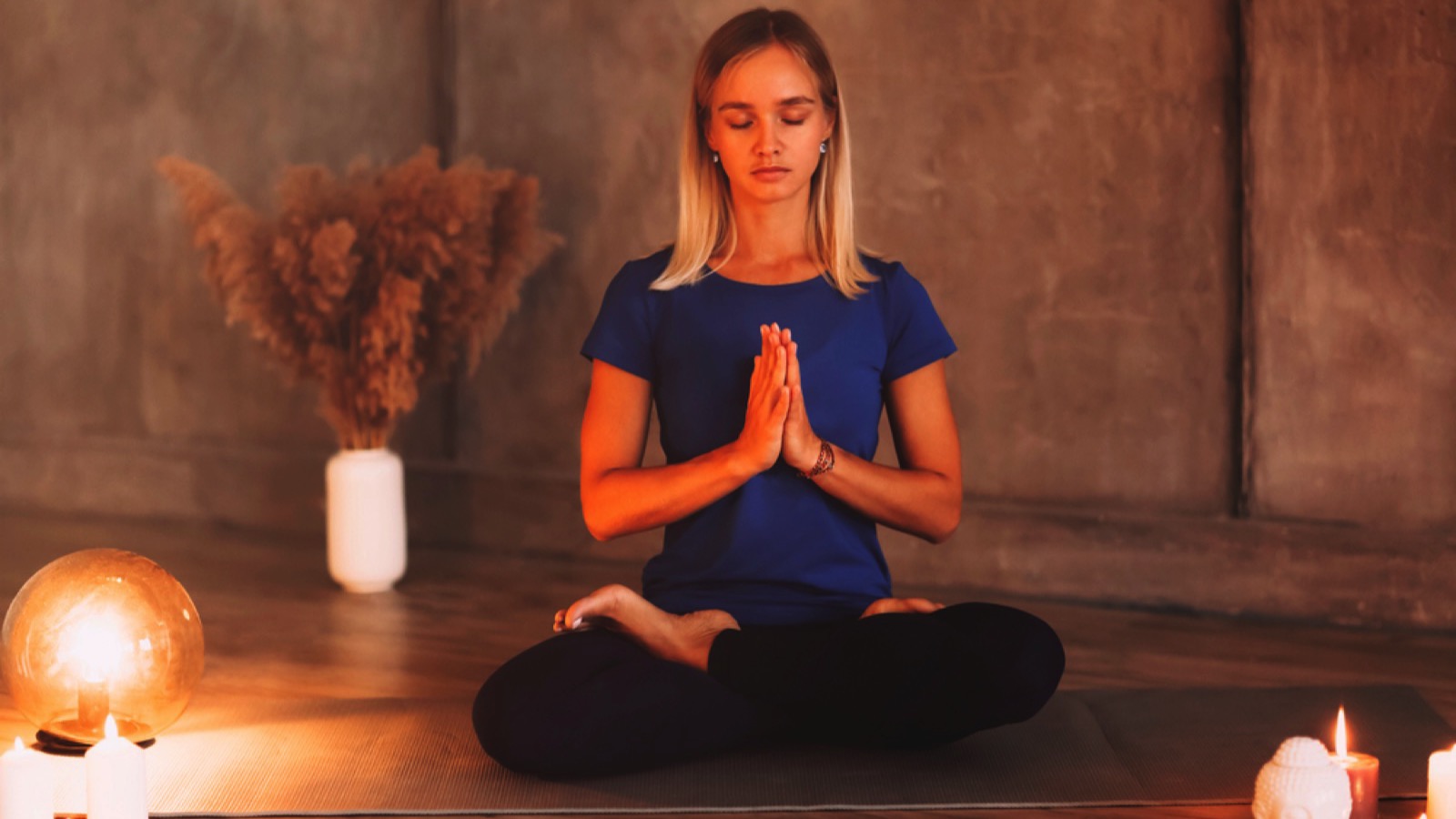 Woman practicing breathing
