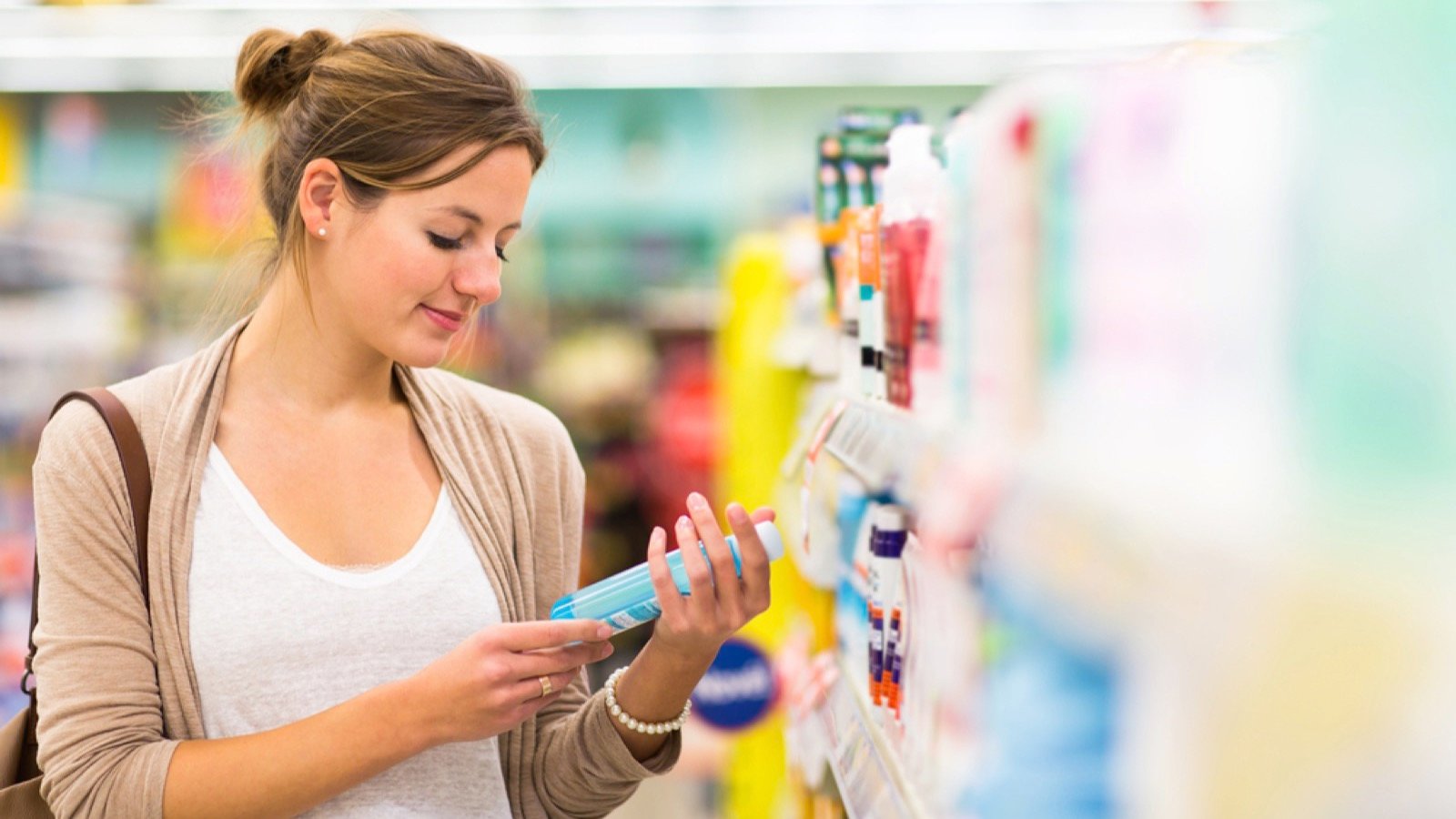 Woman shopping in supermarket
