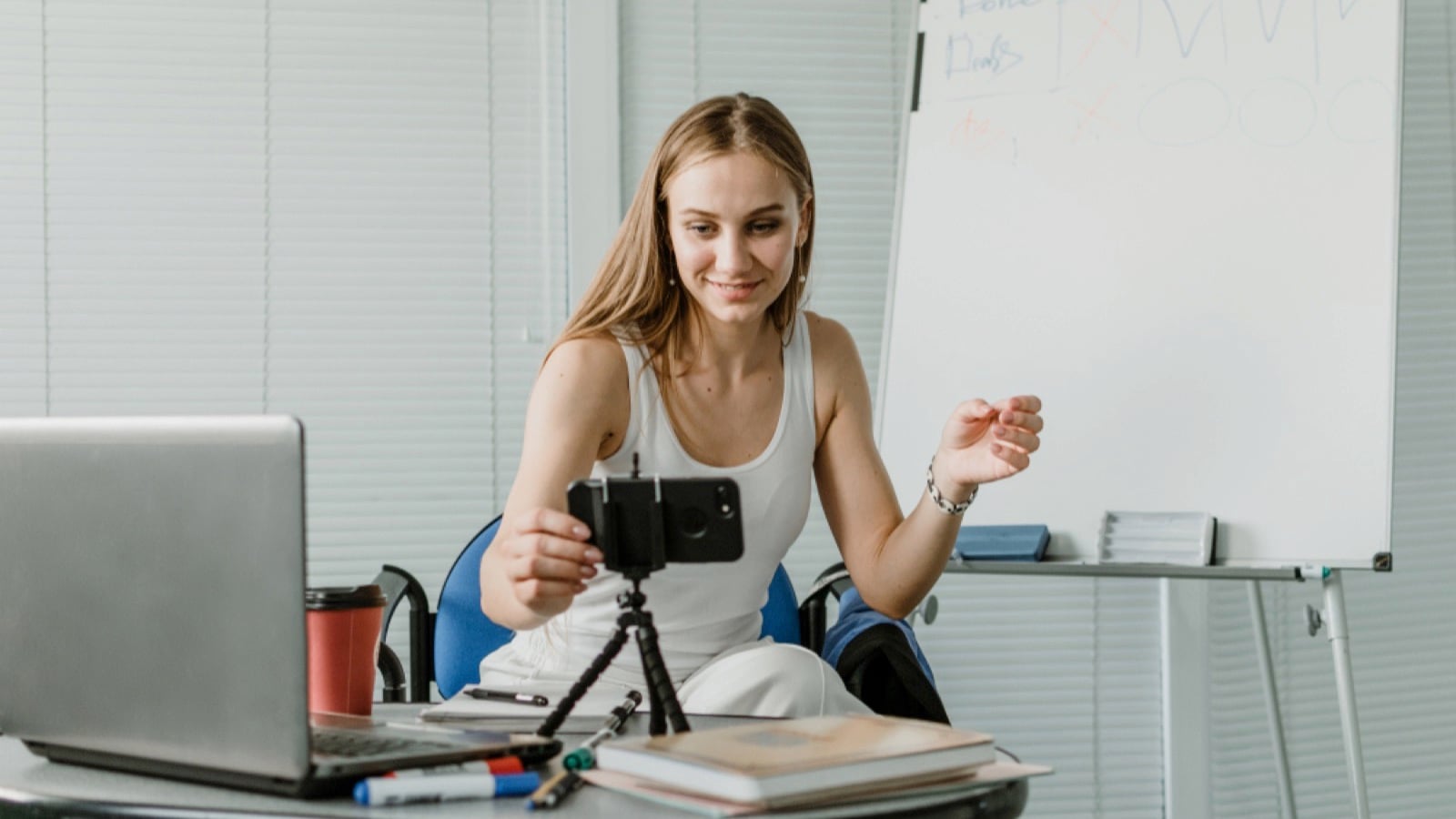 Woman taking youtube