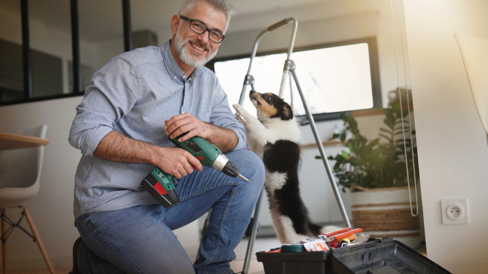 Middle aged man doing DIY